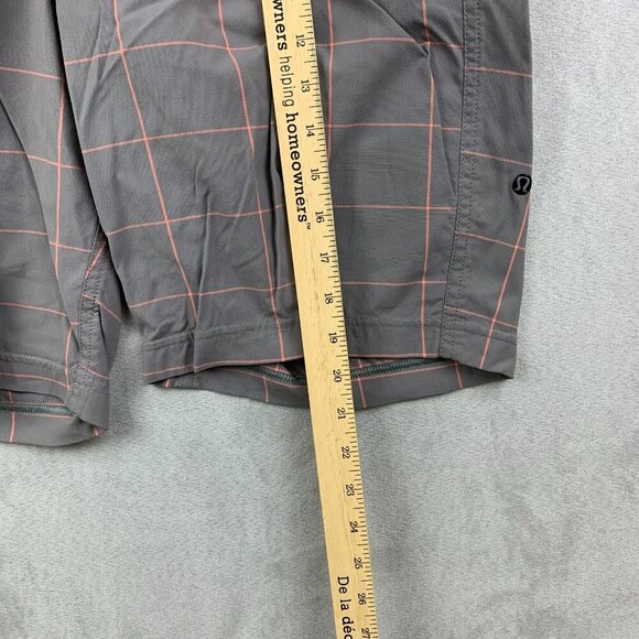 Lululemon Mens Shorts 32 Gray Pink Plaid Windowpane Chino Nylon Stretch 9" Golf - Picture 5 of 7